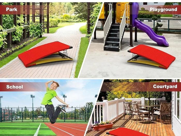 Gymnastics Springboard for Kids Vaulting Training Fitness Playing, Portable Curved Spring Board, Hard Wood Practice Equipment, Elastic Board for Home Room Athletics Training