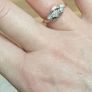 Antique gold engagement ring, Art Deco 18ct gold engagement ring with 3 diamonds set in platinum mount Image 2