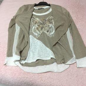 Mocha/Cream Butterfly twinset Size 10