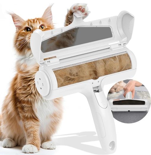 Pet Hair Remover Roller, Reusable Lint Roller with Visable Window, Dog Cat Hair Remover Brush, Surface Fur Removal Tool for Furniture, Couch, Carpet, and Bedding-Transparent