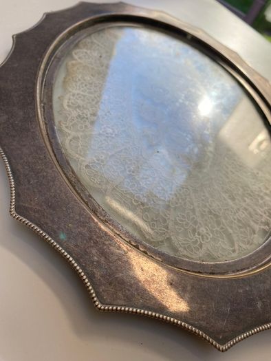 Antique dressing table doily with handmade lace
