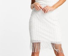 Lace & Beads Dress White / Ivory UK14