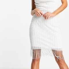 Lace & Beads Dress White / Ivory UK14