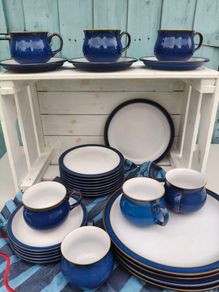 28 piece Denby Imperial Blue Dinnerware
