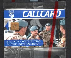 1995 Ireland 50 unit Irelands Contribution to the United Nations (Gemplus GEM1) Call Card Mint in Packaging. Telecom Eireann card number 1099