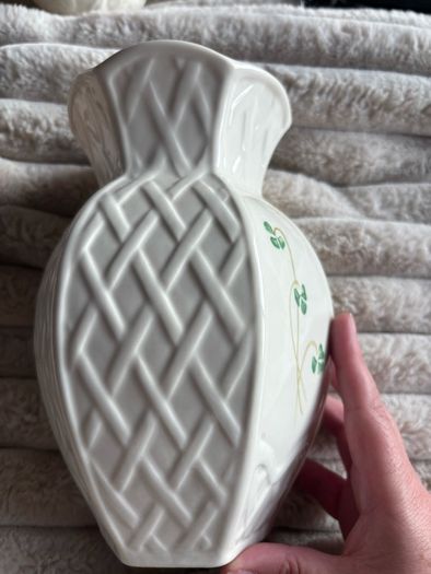 Belleek Ireland Shamrock Trellis Vase 8" (Parian China)