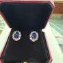 Moissanite Diamond and Sapphire Earrings Image 3
