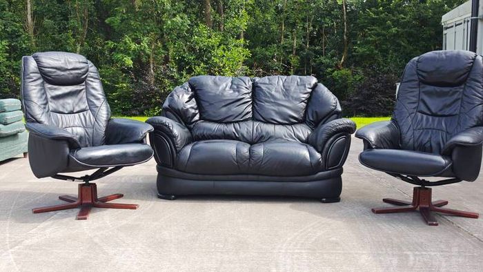 Leather couch and 2 chairs