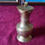 Vintage Solid Brass Art Deco Engraved With Decorations Footed Pitcher With Lid Image 4