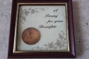 Vintage Novelty Framed Coin Display " A Penny For Your Thoughts "