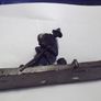 a vintage chinese bronze of  fishing man on a bamboo boat signed Image 4