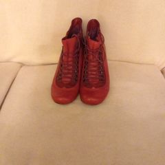 Red Leather & Suede Trim Bootees Size 6