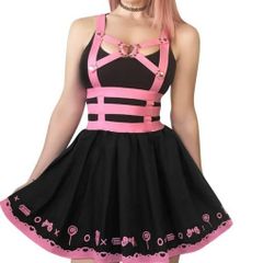 Littleforbig bunny suspender skirt pink and black