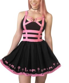 Littleforbig bunny suspender skirt pink and black