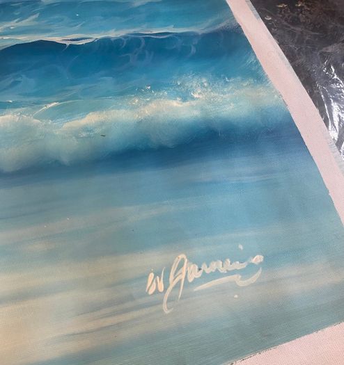 Large Hand Painted Oil on Canvas - Seascape with Seagulls