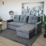 Grey velvet Corner Sofa Bed with Storage & Pull-Out Base Image 2