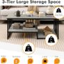 Marble Coffee Table with 2 Open Shelves, Sofa Table with Metal Frame, Rectangular Coffee Table for Living Room, Office, 110 x 60 x 45 cm, Max. 90 kg, Grey Image 5