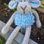 Handmade Crochet Lamb Plushie - Blue & Grey, 30cm Image 3