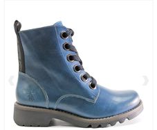 The Fly London Leather Blue Ankle Boot - Size 4 (37)