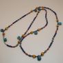 Vintage Tribal Lapis, Coral & Amber Ethnic Necklace with Turquoise Drops Image 2