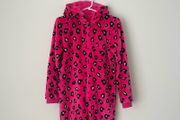 Girls Pink Leopard Print Fleece Onesie 13-14 Years