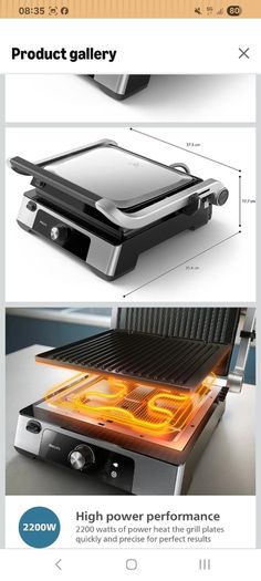 Philips Contact Grill 5000 Series, Opens Flat, Adjustable Temp, 2200W