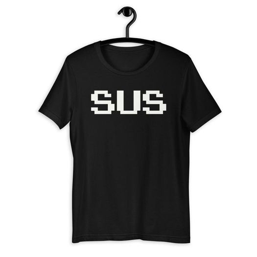 Among Us Sus White Text T-Shirt adults and kids