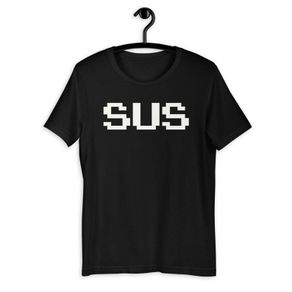 Among Us Sus White Text T-Shirt adults and kids