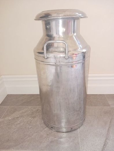 polished aluminium milk churn