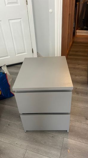Grey 2-Drawer Nightstand / Bedside Table
