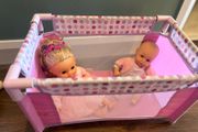 Doll Playpen with 2 Dolls