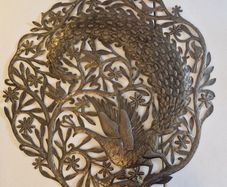 Large cut-metal peacock wall plaque