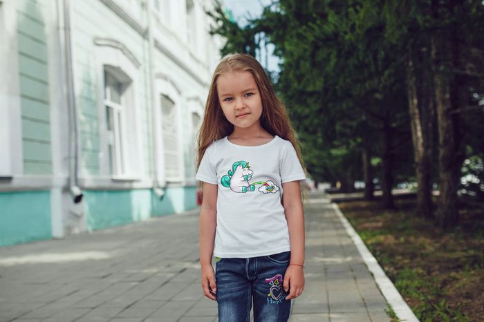 Cute Funny Unicorns Printed Girls T-shirt Tee Top Shirt Birthday Girl Tees Tops Shirts