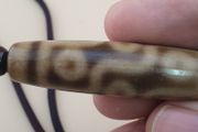 Vintage 9 Eyes Himalayan Tibetan Agate Dzi Bead Amulet Pendant Necklace
