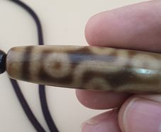 Vintage 9 Eyes Himalayan Tibetan Agate Dzi Bead Amulet Pendant Necklace