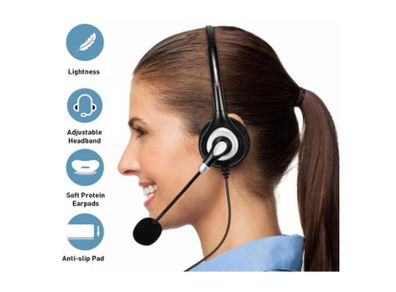 Arama Cell Phone Headset with Microphone Noise Cancelling & Call Controls 3.5mm Computer Headphone for iPhone, Android, Laptop, PC, Call Center Office, Business Skype Softphone