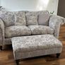 Stunning cream & grey 2 seater sofa with foot stool (bench) Image 4