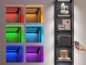 Bookcase Narrow  with 6 levels and LED lights with 25 colors, 6 brightness levels, 10 flashing modes, and 6 flashing speeds