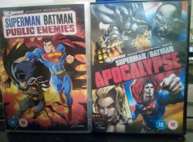 Superman Batman Public Enemes/apocalypse Dvd Bundle Dc Comics Superheroes