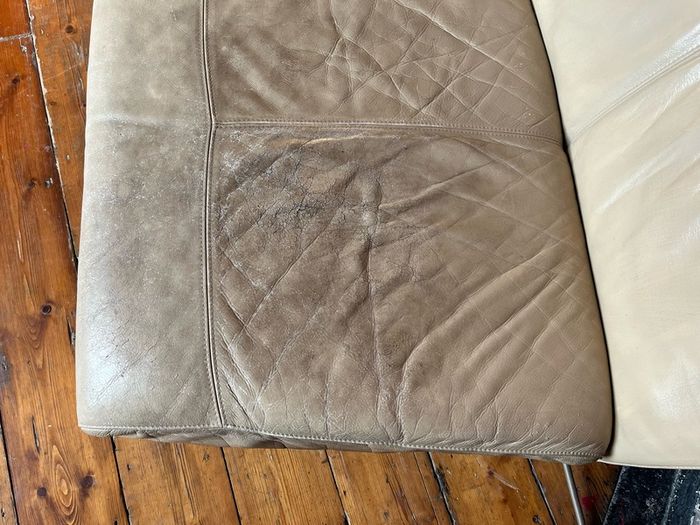 Natuzzi tan leather sofa modular 3 seater well used