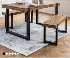 Next - Natural / Black Jefferson 4 Seater Dining Table and 2 Benches ( bench cushions included )