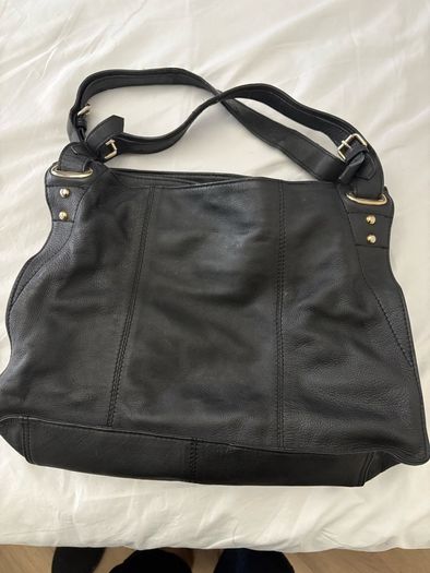 Black pure leather handbag Dune
