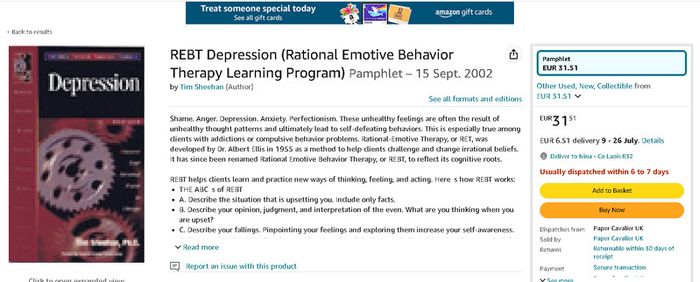 REBT DEPRESSION PAMPHLET (2877) (Rational Emotive Behavior Therapy (REBT) Learning Program), Tim Sheehan