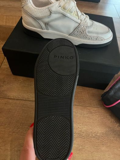 Pinko white sneakers with gems