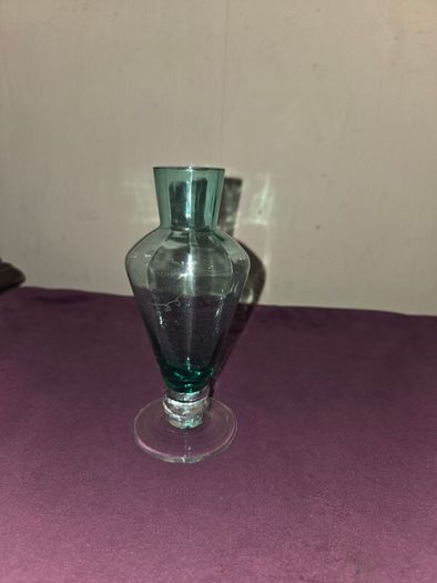 Vintage mini blue glass vase