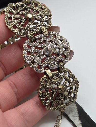 Erickson Beamon Gold Tone Crystal Statement Bracelet