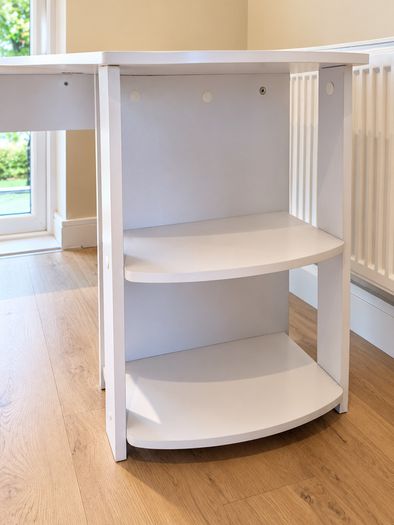 White Corner Desk L-Table with Shelves 140x123CM