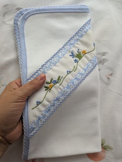 Hand-Embroidered Baby Comforter  Traditional Madeira Embroidery