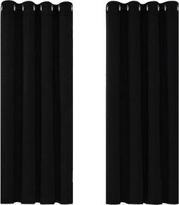 Blackout Curtains Bedroom Super Soft Thermal Insulated Curtains Blackout Eyelet Blackout Curtains for Living Room 46 x 54 Inch Black 2 Panels