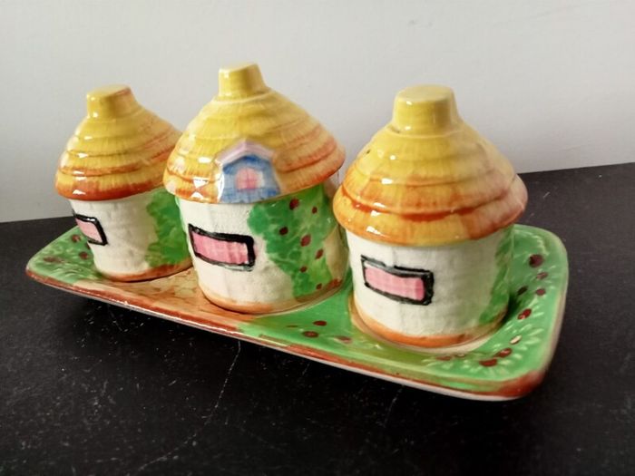 Vintage Japanese Marutomo Ware Condiment Set